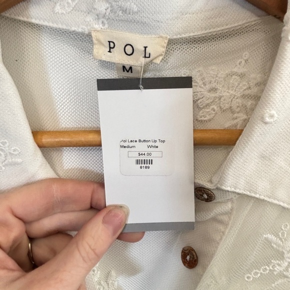 POL White Button Down Shirt with Notched Collar - Picture 3 of 4